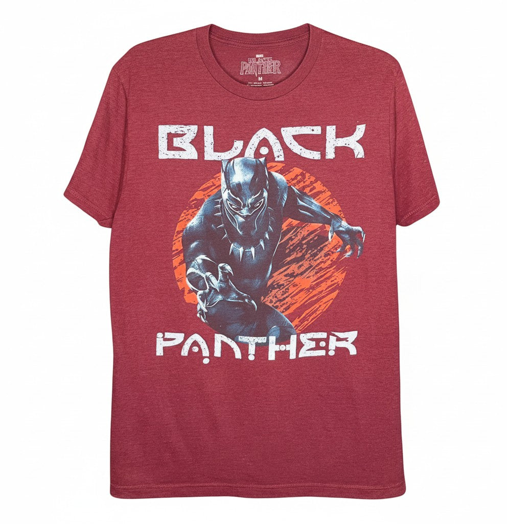 Velouria Vintage Marvel Black Panther graphic t-shirt in heather red cotton blend with distressed print
