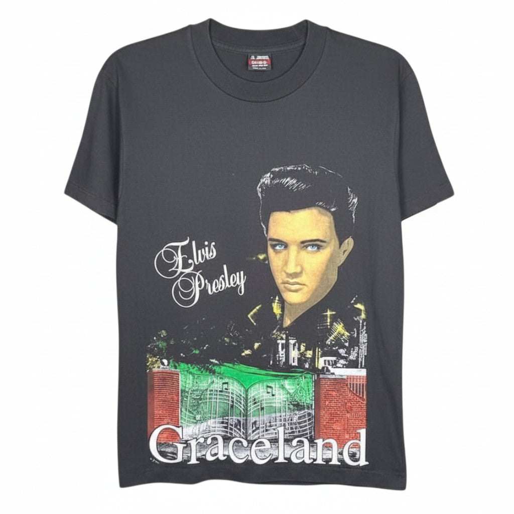 Velouria Vintage 1992 Elvis Presley Graceland graphic t-shirt in charcoal grey cotton polyester blend