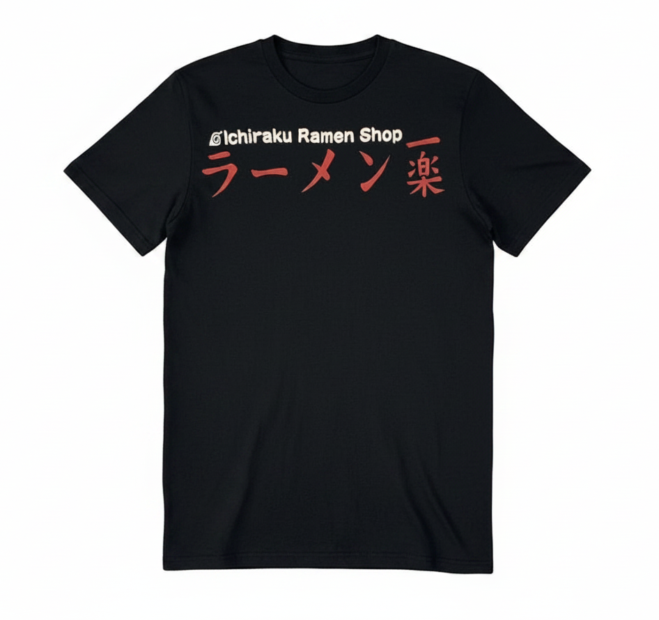 Velouria Vintage black 2007 Naruto Shippuden Ichiraku Ramen Shop cotton t-shirt with Japanese graphic print