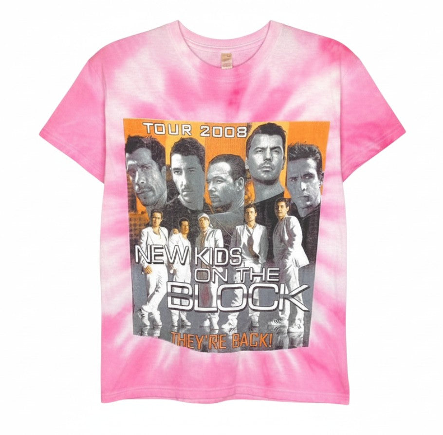Velouria Vintage pink tie-dye 2008 New Kids on the Block tour t-shirt in 100% cotton